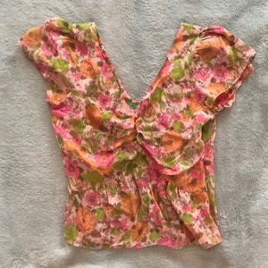 Tibi silk pink flowered bohemian blouse